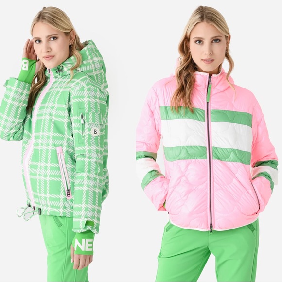 Bogner Luisa Green Pink 2-In-1 Coat - Picture 2 of 2